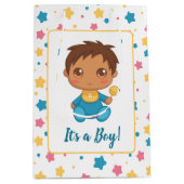 Baby Boy Blauw Jumpsuit Donker Medium Cadeauzakje (Voorkant)