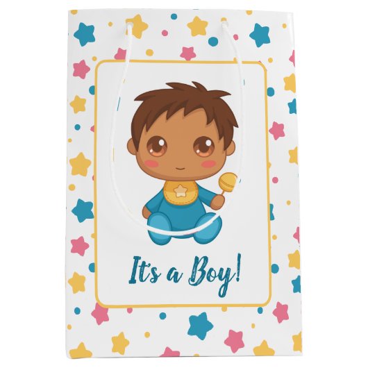 Baby Boy Blauw Jumpsuit Donker Medium Cadeauzakje (Voorkant)