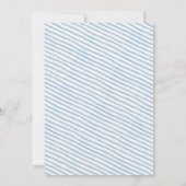 Baby Boy Blauw Manuscript Witte Stripe Birth Aankondiging (Achterkant)