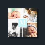 Baby Boy Blauw Monogram fotocollage Canvas Afdruk<br><div class="desc">Een prachtige aanvulling op een babyjongenscrèche met favoriete foto's van het gezin. Pas het monogram ontwerp voor hem aan. Lichtblauwe kleur met baby's monogram initiaal en voornaam. Geweldig cadeau voor nieuwe ouders,  grootouders ook. Laat ze verrukken in een speciaal en uniek persoonlijk cadeau.</div>