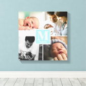 Baby Boy Blauw Monogram fotocollage Canvas Afdruk (Insitu (Houten vloer))