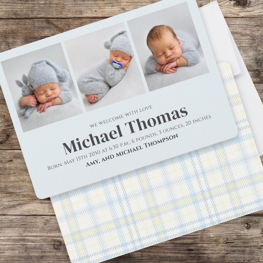Baby Boy Blauw Multi Foto Eenvoudig Schattig Plaid