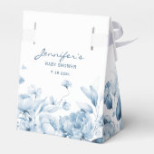 Baby Boy Blauw Waterverf Bloemen Tent Favor Box Bedankdoosjes (Achterkant)