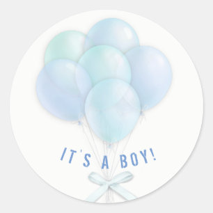 Baby Boy Blauwe Ballonnen Ronde Sticker