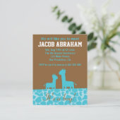 Baby Boy - Blauwe giraffe silhouettes en patroon Kaart (Staand voorkant)