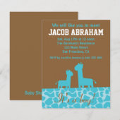 Baby Boy - Blauwe giraffe silhouettes en patroon Kaart (Voorkant / Achterkant)