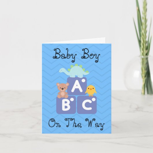 Baby Boy Blocks Congrats Groet Uitnodiging Kaart (Voorkant)