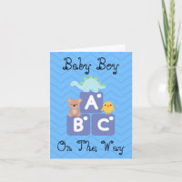Baby Boy Blocks Congrats Groet Uitnodiging Kaart
