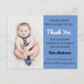 Baby Boy Blue Aankondiging Bedankt Briefkaart (Voorkant)