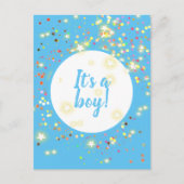 Baby Boy Blue Announcement with Stars and Lights Briefkaart (Voorkant)