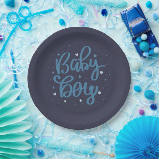 Baby Boy Blue Baby Shower Papieren Bordje