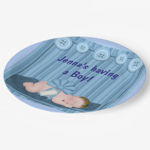 Baby Boy Blue Baby shower Party Paper Borden Papieren Bordje