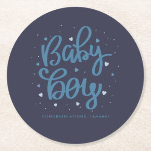 Baby Boy Blue Baby Shower Ronde Kartonnen Onderzetter