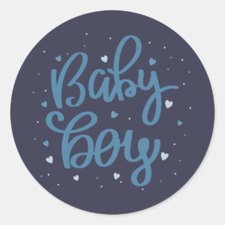 Baby Boy Blue Baby Shower Ronde Sticker