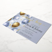 Baby Boy Blue Balloons Baby shower Folie Uitnodiging (Gedraaid)