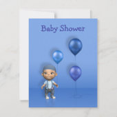 Baby Boy & Blue Balloons - Baby shower Uitnodiging (Voorkant)