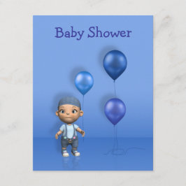 Baby Boy & Blue Balloons - Baby shower Uitnodiging