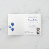 Baby Boy & Blue Balloons Baby shower Wenskaart (Binnen)