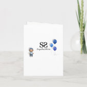 Baby Boy & Blue Balloons Baby shower Wenskaart (Achterkant)