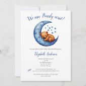 Baby Boy Blue Beer Moon Bearly Wait Baby shower Kaart (Voorkant)