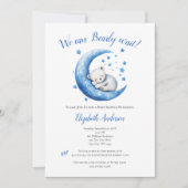 Baby Boy Blue Beer Moon Bearly Wait Baby shower Kaart (Voorkant)