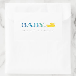 Baby Boy Blue Blauwgroen Rubber Duck Baby shower F Rechthoekige Sticker