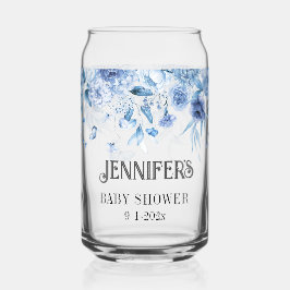 Baby Boy Blue Bloemendrop Speciale Moeder-To-Be Blikvorm Glas
