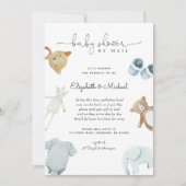 Baby Boy Blue Boho Waterverf Baby shower per post Kaart (Voorkant)