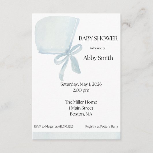 Baby Boy Blue Bonnet Kaart (Voorkant)