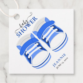 BABY BOY BLUE BOOTIES BABY SHOWER BEDANKJES LABELS