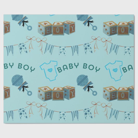 Baby Boy Blue Cadeaupapier (Vlak)