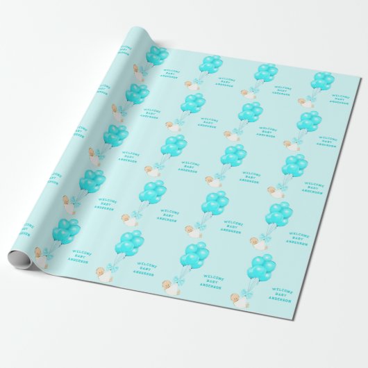 Baby Boy Blue Cadeaupapier (Uitgerold)