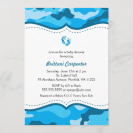 Baby Boy Blue Camouflage Shower nodigt voeten uit  Kaart