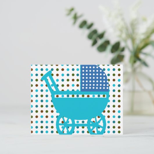 Baby BOY BLUE Carriage Design Hip-cadeautjes Briefkaart (Staand voorkant)
