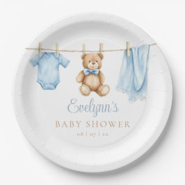Baby Boy Blue Clothesline Baby shower Papieren Bordje
