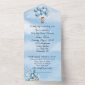 Baby Boy Blue Clouds Ballonnen Douche Uitnodiging (Binnen)