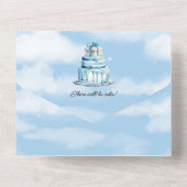 Baby Boy Blue Clouds Ballonnen Douche Uitnodiging (Achterkant)