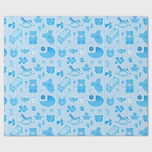 Baby Boy Blue Collage Cadeaupapier (Vlak)