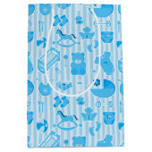 Baby Boy Blue Collage Patroon Medium Cadeauzakje (Voorkant)