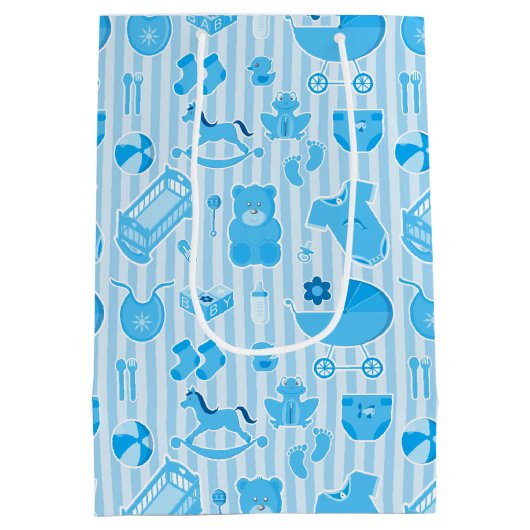 Baby Boy Blue Collage Patroon Medium Cadeauzakje (Achterkant)