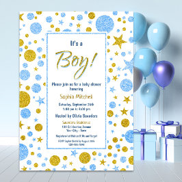 Baby Boy Blue Confetti Baby shower Kaart