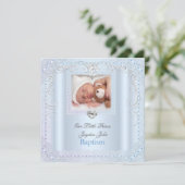 Baby Boy Blue Doop Doop Kruis Prins Kaart (Staand voorkant)