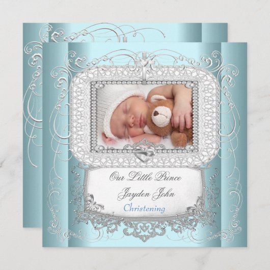 Baby Boy Blue Doop Doping Kruis Prins Kaart (Voorkant / Achterkant)