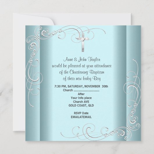 Baby Boy Blue Doop Doping Kruis Prins Kaart (Achterkant)