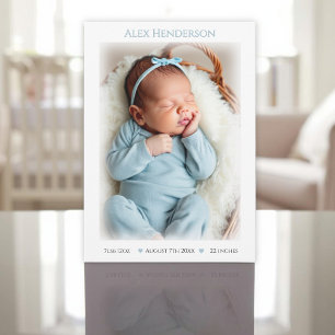Baby Boy Blue Dotted Birth Aankondiging Kaart
