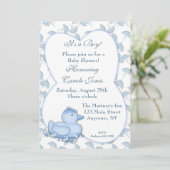 Baby Boy Blue Duck Shower Kaart (Staand voorkant)