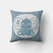 Baby Boy Blue Elephant Birth Notice Stars Kussen (Achterkant)