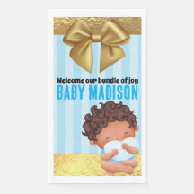 Baby Boy Blue en Gold Babyshower uitnodiging