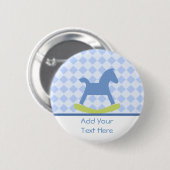 Baby Boy Blue en Yellow Rocking Horse Baby Button (Voorkant /achterkant)