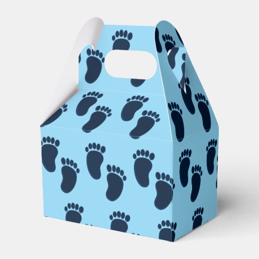 Baby Boy Blue Faux Borduurwerk Print Patroon Bedankdoosjes (Achterkant)